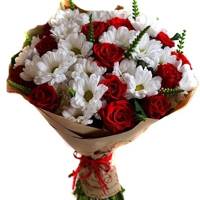 Букет из роз и хризантем "Вивьен" с доставкой по Александровке